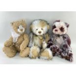 3 CHARLIE BEARS, 'Jackie' CB604799, white and brown with charcoal highlights, ribbon and heart