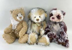3 CHARLIE BEARS, 'Jackie' CB604799, white and brown with charcoal highlights, ribbon and heart