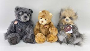 3 CHARLIE BEARS - 'Charlie 2014' hug number 6, CB141485, (limited edition of 4000), brown and grey