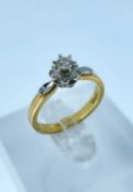 18CT GOLD DIAMOND SOLITAIRE RING, illusion set, the single stone measuring 0.15cts approx., ring
