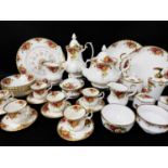 ASSORTED ROYAL ALBERT BONE CHINA 'OLD COUNTRY ROSES' DINNERWARES including six cups and saucers, two