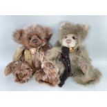 2 CHARLIE BEARS - 'Howard', CB625132, brown with yellow highlights, bell and bow, 46cm h; '