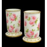 PAIR OF PORCELAIN FOOTED SPILL VASES early 19th Century, believed English, decorated in the Nantgarw