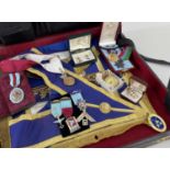 CASED MASONIC REGALIA including apron, collar relating to Frank Harold Maidment, Turner Lodge