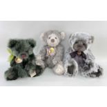 3 CHARLIE BEARS - 'Ivy', CB614990, dark green, bow and bell, 35cm h; 'Buddy' (limited edition 2425