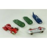 DINKY TOYS: 23m Thunderbird land speed record car, two 23p MG record cars, 23b Hotchkiss racing car,