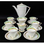 STYLISH SHELLEY ART DECO-STYLE BONE CHINA TEA SERVICE, of geometric conical shape decorated in