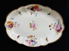 A SWANSEA PORCELAIN OVAL DISH circa 1814, of lobed form, decorated with four outer sprays of