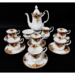 ROYAL ALBERT 'OLD COUNTRY ROSES' CHINA COFFEE SERVICE, for six place settings (15) Comments: all 1st