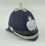 GLAMORGAN CONSTABULARY POLICE-HELMET circa 1956, bearing white metal helmet-plate and with two