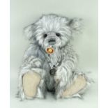 CHARLIE BEAR - 'Dora' CB 124798B white with grey highlights, ribbon and bell, tags, 50cm h