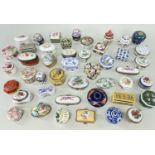 A LARGE QUANTITY OF MODERN REPRODUCTION PORCELAIN PILL BOXES, mainly by Del Prado, Minton and others
