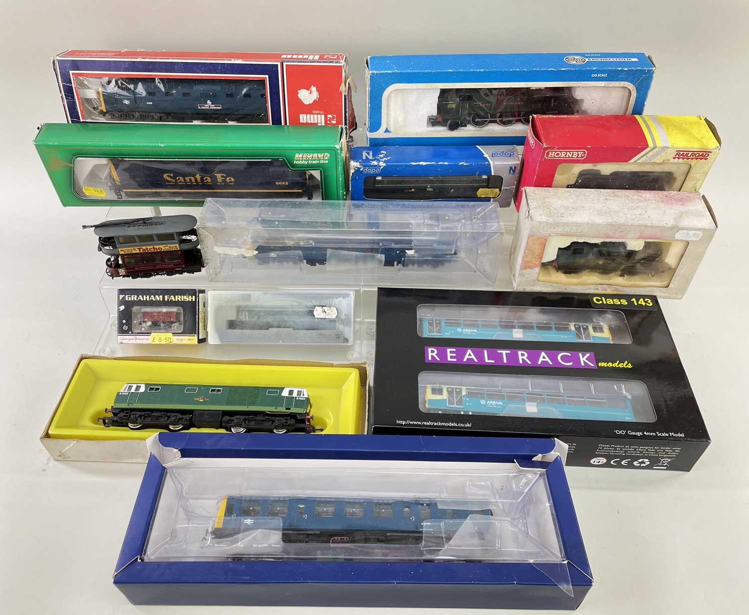 ASSORTED 00/HO AND N GAUGE LOCOS, including Mehano Santa Fe diesel electric, Realtrack class 143