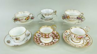 SIX NANTGARW / SWANSEA PORCELAIN CUPS & SAUCERS (A/F) Comments: condition issues to each, please