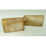 TWO RARE ENGLISH STONEWARE NOVELTY LIQUOR FLASKS in the form of leather-bound journals, relief and
