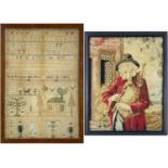 TWO 19TH CENTURY NEEDLEWORK PANELS, comprising a George IV sampler by 'Ruth Forshaw...aged 10,