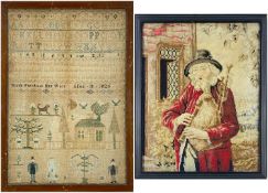 TWO 19TH CENTURY NEEDLEWORK PANELS, comprising a George IV sampler by 'Ruth Forshaw...aged 10,
