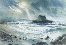 ‡ KEITH ANDREW (b.1947) limited edition (41/150) colour print - Ynys Mon coastline with Eglwys