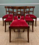 SET OF SIX REGENCY MAHOGANY DINING CHAIRS, bowed backs and cross-bars with Egyptian capitals and