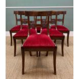 SET OF SIX REGENCY MAHOGANY DINING CHAIRS, bowed backs and cross-bars with Egyptian capitals and