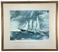 FRANCES RUSSELL FLINT (British, 1915-1977) print - the sail training ship Sir Winston Churchill in