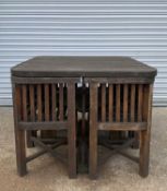 MODERN TEAK GARDEN TABLE & CHAIR SET, table 95cm wide (5)Provenance: contents of Machen House, Lower