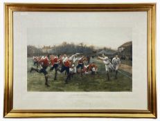 AFTER W B WOOLEN RI, lithograph - The Rugby Match, published by Mawson, Swan and Morgan, Newcastle