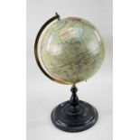 PHILIP'S TERRESTRIAL TABLE GLOBE, 9ins, for London Geographical Institute, spinning on a turned