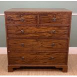 19TH CENTURY MAHOGANY CHEST, fitted with two short and three long drawers, bracket feet, 109w x