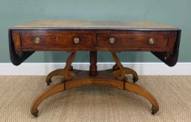 REGENCY ROSEWOOD & MAHOGANY SOFA TABLE, the top crossbanded top with rounded corners and ebonised