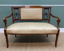 SHERATON REVIVAL MAHOGANY SOFA, with boxwood stringing and satinwood banding, padded back between