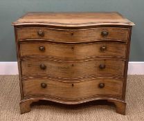 GEORGE III MAHOGANY SERPENTINE FRONT COMMODE, top and drawer fronts crossbanded in rosewood with box