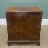 MAHOGANY WINE COOLER, with hinged lid and lower drawer above a draped apron on bracket feet, six