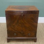 MAHOGANY WINE COOLER, with hinged lid and lower drawer above a draped apron on bracket feet, six