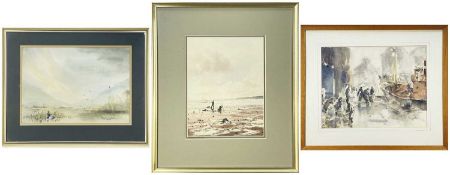 THREE WATERCOLOURS, comprising STANLEY J. COOKE (1913-1996) - 'The Last Catch', signed and titled to