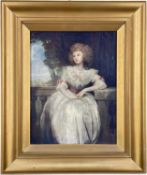 LATE 19TH CENTURY BRITISH SCHOOL oil on canvas - portrait of a seated young lady leaning on a