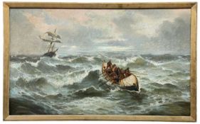 THOMAS ROSE MILES (fl. 1869-1906) oil on canvas - rescue at sea, signed, 80 x 122cmsProvenance: