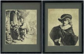AFTER REMBRANDT HARMENSZ VAN RIJN, two etchings - The Rat Catcher, signed with initials in plate,