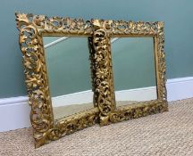 PAIR FLORENTINE-STYLE GILTWOOD & GESSO WALL MIRRORS, with pierced scrolling borders, 57 x 49cm(2)