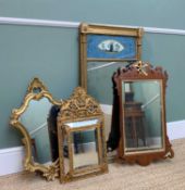 FOUR VARIOUS WALL MIRRORS, 19/20thC, including Empire-style giltwood and gesso pier mirror with
