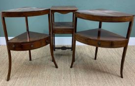 THREE EARLY 19TH CENTURY WASH STANDS, comprising two corner wash stands with bow fronts, and a