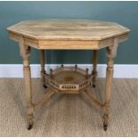 19TH CENTURY ROSEWOOD OCTAGONAL TABLE, c. 1890, with boxwood strung top on four turned legs tied