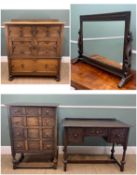 REPRODUCTION OAK FURNITURE, including four drawer chest, 104cms high, matching desk, 106cms wide,