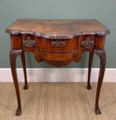 MAHOGANY SERPENTINE FRONTED SIDE TABLE, elements 18th Century, later carved edge with two frieze