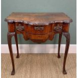 MAHOGANY SERPENTINE FRONTED SIDE TABLE, elements 18th Century, later carved edge with two frieze