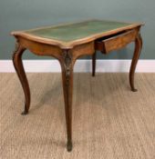 19TH CENTURY LOUIS XV-STYLE WALNUT & CROSSBANDED WRITING TABLE, serpentine outline with inset