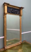 REGENCY GILTWOOD PIER MIRROR, with simulated moulded classical basalt frieze, between cluster column