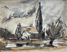‡ JOSEF HERMAN OBE RA watercolour and pencil - entitled verso on Albany Gallery label 'Village