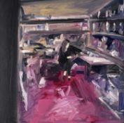‡ PAUL REES oil on board - entitled verso on Attic Gallery label 'Props Room', signed