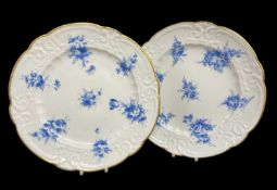 PAIR OF NANTGARW PORCELAIN PLATES circa 1815-1817, of lobed form, typically moulded with c-